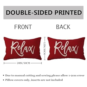 ULOVE LOVE YOURSELF RelaxUnwind Throw Pillow Covers 12×20 Farmhouse Spring Summer Decorative Lumbar Pillowcases Porch Patio Cushion Covers 2Pack for Bedroom Living Room Sofa Couch Home Decor Red