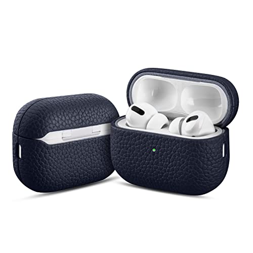 Étui en Cuir pour AirPods Pro 2nd Generation 2022 avec Dragonne, Cuir véritable, Anti-Rayures (Bleu Nuit) Cover