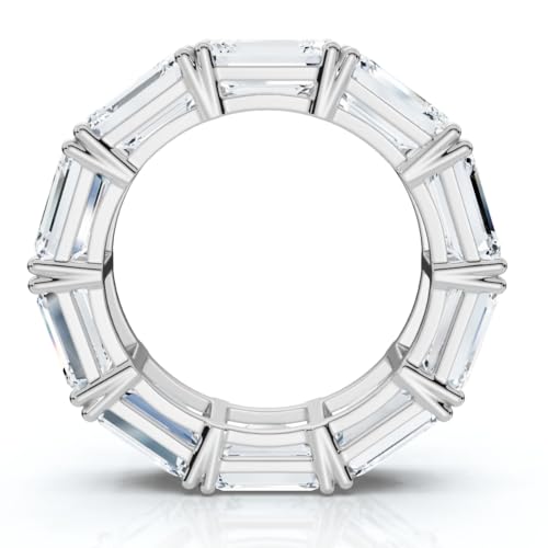 Pompeii 10Ct Emerald Cut Diamond Eternity Ring East West Set 14k White Gold Lab Grown (F/G,VS1-VS2)3