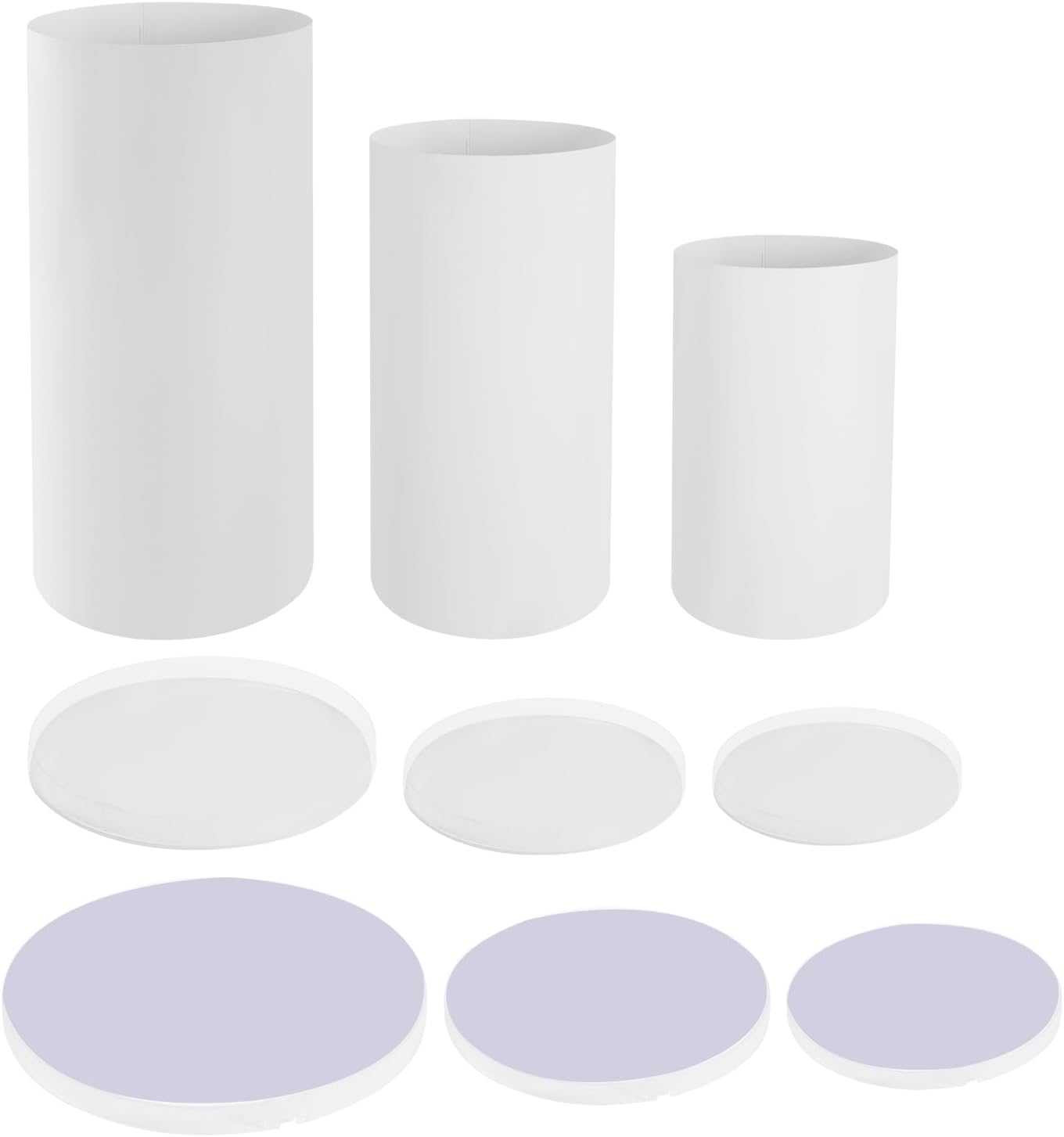 3Pcs Round Cylinder Pedestal Stands, Foldable Cardboard Display Columns for Party, Baby Shower, Birthday Wedding Decoration Pillars