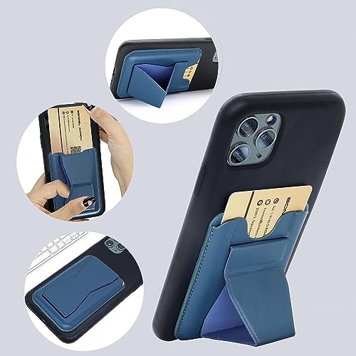 Image of ClickCase MagSafe Wallet for iPhone 14 /13 /12 Series, Adjustable Stand, Card Holder, Vegan Leather (Blue)