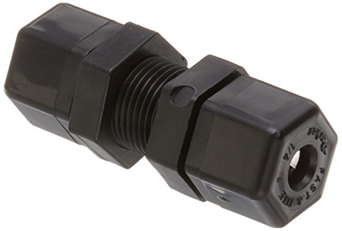 Parker Hannifin P4BU4-pk5 Fast and Tite Bulkhead Union Fitting, Polypropylene, 1/4