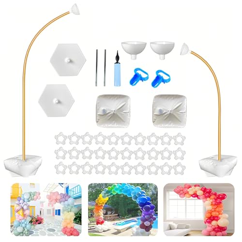 DAJAVE Balloon Arch Kit, 2.5M & 1.5M Half Balloon Arch Stand Free Bend Balloons Arches Frame for Birthday, Wedding, Anniversary, Christmas (Gold)
