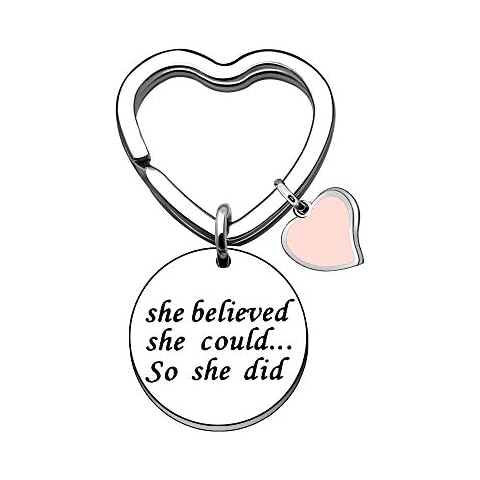 Coagurmes Inspirational Keychain for Women Graduation Gifts Heart Keychain - She Believed She Could So She Did (2) Cover