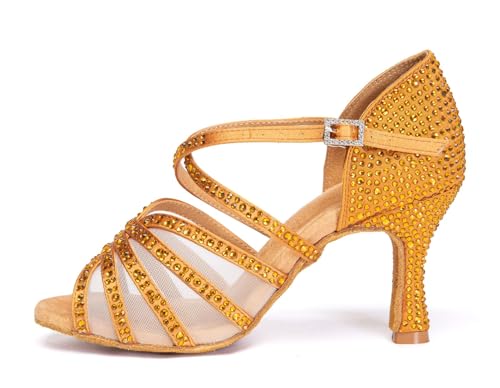 Minishion Womens Rhinestones Dancing Sandals Elegant Mesh Wedding Prom Shoes2