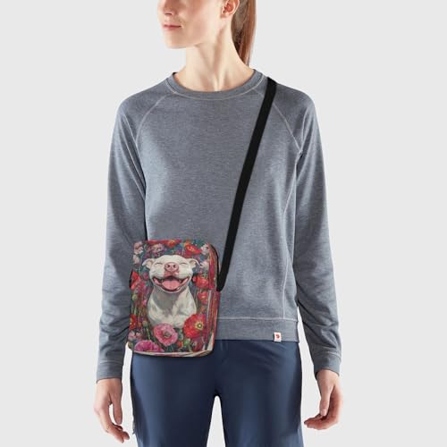 Small Messenger Bag Red Pitbull Poppies Crossbody Bag for Men Women Sling Shoulder Bags for Passport Phone2