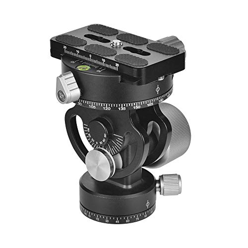 Andoer Camera Tripod Head 2-Way Pan/Tilt Panoramic Photography Ball Head 360° Rotating with Quick Release Plate 3 Bubble Levels and Carry Bag for Tripods, Monopod DSLR Cameras Max Load Capacity 22Lbs