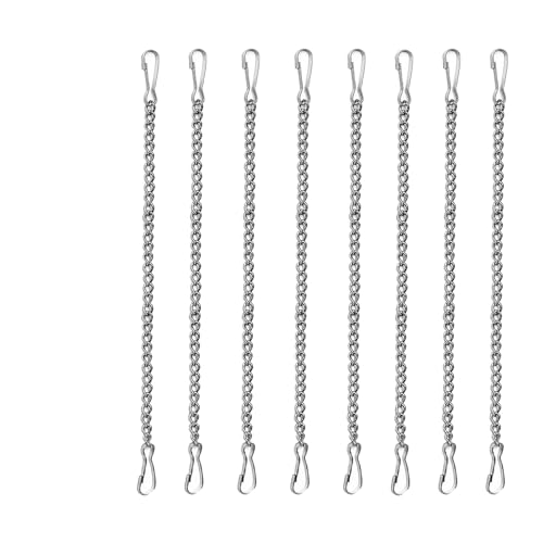 8PCS 20 Inch Stainless Steel Hanging Chains for Stained Glass Panels - Silver 304 Decorative Chains for Suncatcher Crystals, Window Art & Outdoor Decor