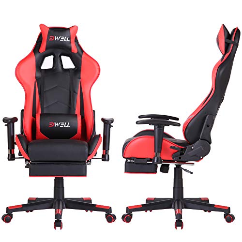 Silla-Gaming-con-ReposapiesSilla-Ergonomica-Racing-Silla-de-Oficina-con-reposacabezas-y-cojin-LumbarSilla-Oficina-con-Ruedas-Ajustable-en-AlturaApoyabrazos-Ajustablespara-casa-y-Oficina-Rojo