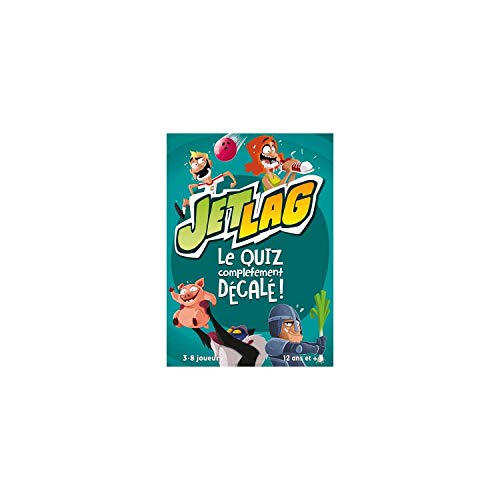 Asmodee - Jet LAG - Jeu d'Ambiance pour Adultes et Enfants dès 12 Ans - Quiz Décalé et Hilarant - Jeu de Société pour Soirées Entre Amis - 3 à 8 Joueurs - 20 Min - Version Française