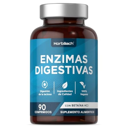 Enzimas Digestivas Potentes | Complejo con Amilasa, Proteasa, Lactasa, Lipasa y Celulasa | 90 pastillas veganas | Horbaach