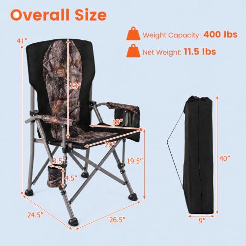 Goplus Silla Plegable para Caza, con Reposabrazos y Bolsa de Transporte, Soporta 400 lbs (Negro, 2 unidades) miniatura 3