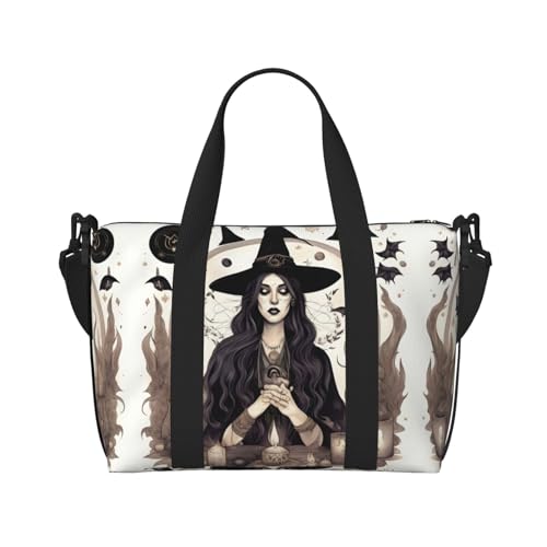 Magic Witch Witchcraft Bohemian Drawing print Travel Duffle Bag,Weekender Bags,Gym Duffel Bag,Luggage Duffle Overnight for Women Men2