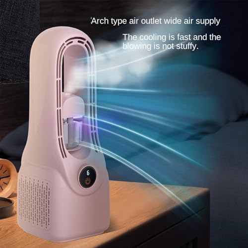 Ventilateur de bureau sans pales à 6 vitesses rechargeable Type-C - 8
