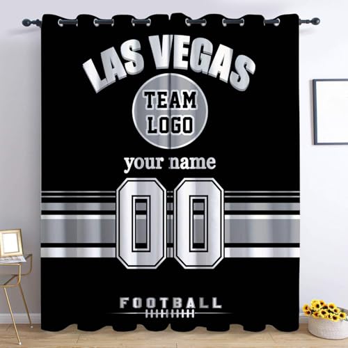 Midkepf Custom Las Vegas Curtains for Bedroom, Personalized Blackout Curtains with Logo Name Number, Custom Drapes for Windows Living Room 2 Panels