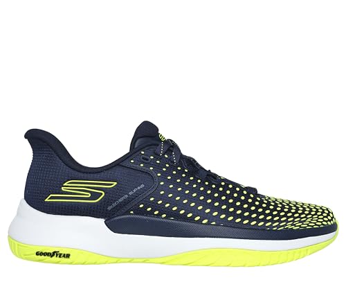 SKECHERS Men's Viper Court Elite, Navy/Yellow, 10.53