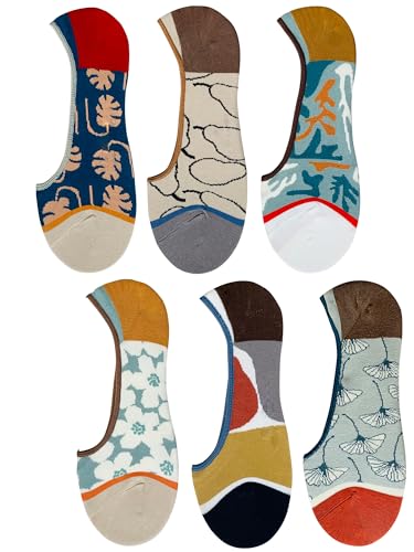 No Show Socks Womens Cute Design Comfortable Stylish Non Slip Cotton Size 5-8/8-11 6-Pairs