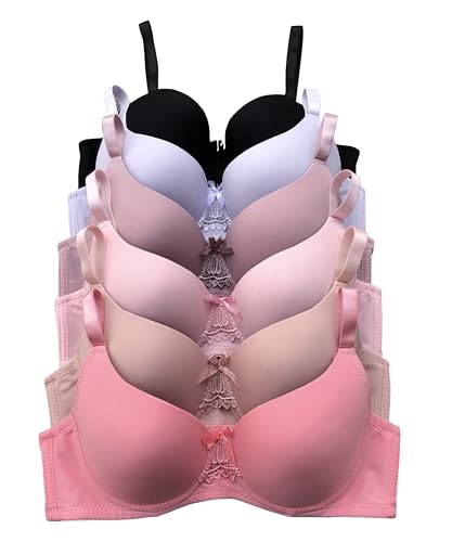 Image of Viola's Secret 6 Pack of Color Print T-Shirt Bras B Cup C Cup and D Cup