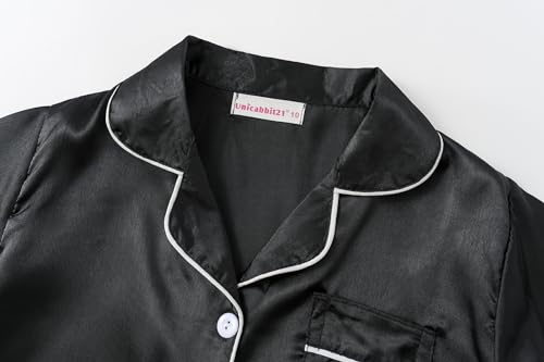 Cute Satin Pajamas for Big/Tween Girls Silk Button Down Short Sleeve & Pants PJS Clothes Nighty Size 8-162