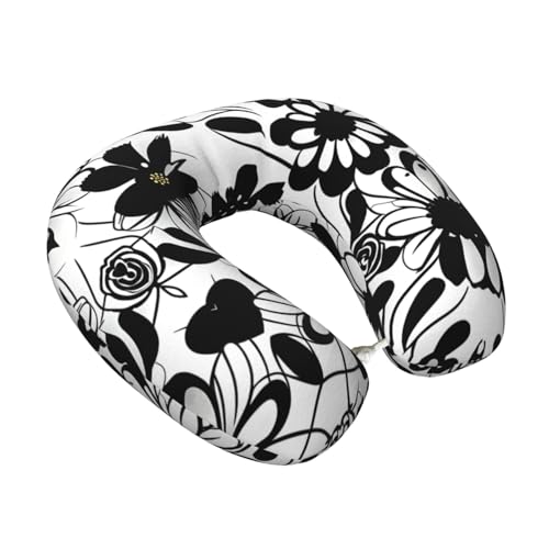 Almohada de poliéster cervical negro ajustable viaje miniatura 2