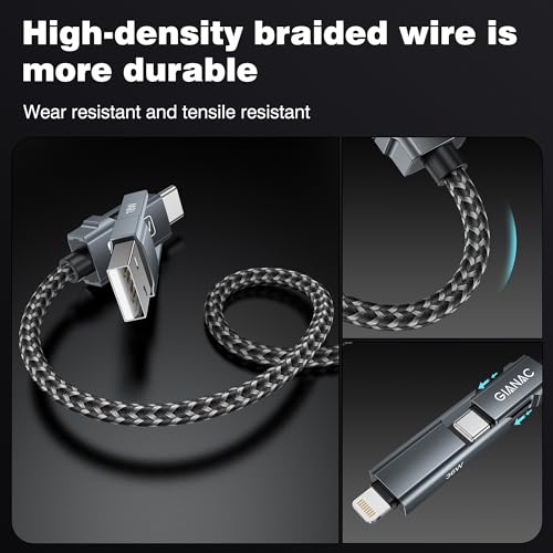 Multi USB Kabel 2M,Universal Ladekabel Mehrfach Anschlüsse mit USB C/A/Lightning,100W USB C Schnellladekabel mit Licht für iPhone 16 15 14 Pro/MacBook/iPad/Samsung Galaxy S23 S22 S21 usw 3
