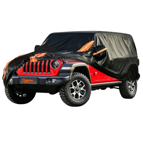 Image of Waterproof Car Cover for Jeep Wrangler 4 Door, Fit for CJ YJ TJ JK JL, All Weather for Automobiles, Outdoor Full Exterior Soft Cotton Lining