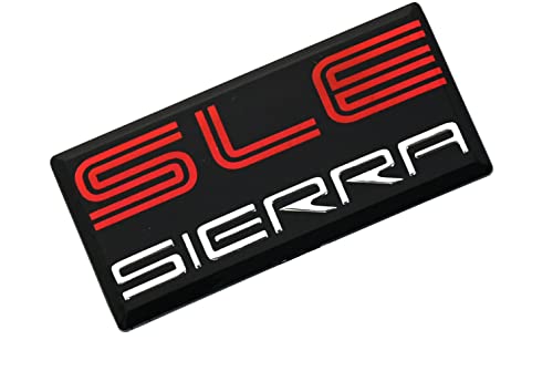Image of SSDD SLE Sierra Cab Emblem Replacement for GMC 1500 2500 3500 Pillar Cab Roof Side Badge 88 89 90 91 New - 1pcs (Red /Chrome) CH-SLEsierra