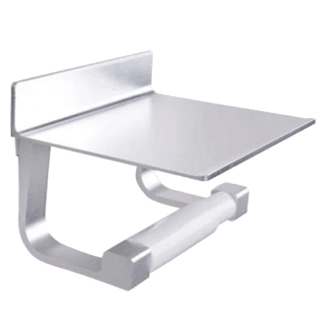 Tgrty Silver Toilet Paper Holders,Wall Mount Toilet Roll Holder With Shelf,Aluminum Spring Loaded Roller Wall Toilet Paper Roll Holder