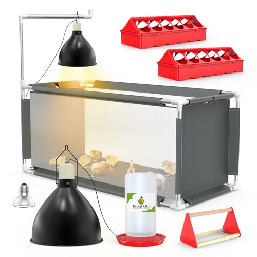 10.6 ft³ Chicken Brooder Box Starter Kit Durable Stainless Steel Frame & Breathable Oxford Fabric, Includes 75W Heat Lamp, Chick Feeder & Waterer Set, Ideal for Chicks, Ducklings, and Quail