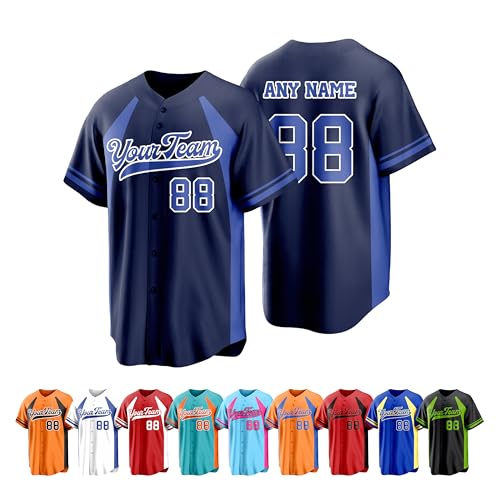 Camiseta personalizada de béisbol con nombre y números bordados para hombres y mujeres miniatura 1