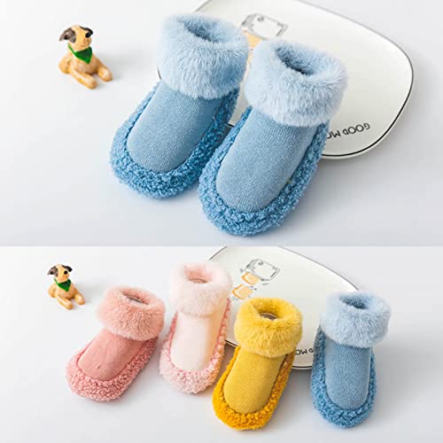 Baby Slippers Infant Toddle Footwear Winter Toddler Shoes Soft Bottom Indoor Non Slip Fleece Warm Floor Socks Shoes (Blue, 6-12 Months)2