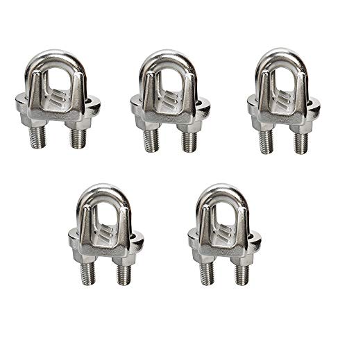 DBMIMPORTERS 3/8'' Marine Stainless Steel 316 Heavy Duty Wire Rope Clips Cable Clamp - 5 Pc