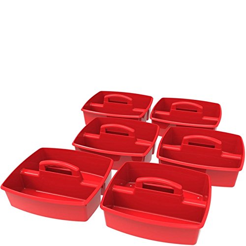 Image of Storex Storex Large Classroom Caddy,13 x 11 x 6.575 Inches, Red, Case of 6 (00954U06C)
