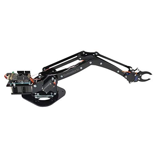 Kit Braccio Robotico Articolato 4 DOF in Plexiglass con Base Rotante 180°, Pinza e 5 Servomotori – Compatibile Arduino e Progetti STEM