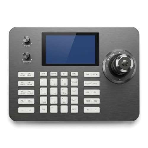 Hsility PTZ Controller Camera Controller POE Network 4D Joystick Decoding Keyboard Indoor with 5 Inch LCD Screen 480p