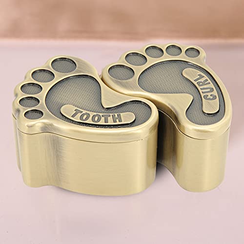 Babytanden Keepsake Box, Baby Tooth Box Multifunctioneel met 2 deksels voor geschenken Verzameling van sieraden en kleine artikelen(Groene patina) - Image 4