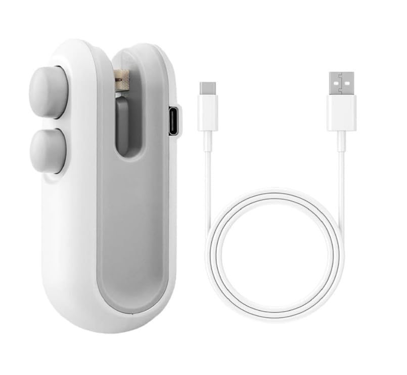 Rechargeable Mini Bag Sealer with USB-C Charging Cable | Portable 2-in-1 Handheld Heat Sealer & Bag Cutter for Plastic Bags, Snack Storage, Freshness, & Travel (White)-image-16