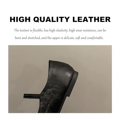 Women's Classic Leather Square Toe Flat Mary Jane Shoes Fashion Slip On Buckle Casual Ballet Shoes Comfortable Closed Toe Office Work Dress Shoes4