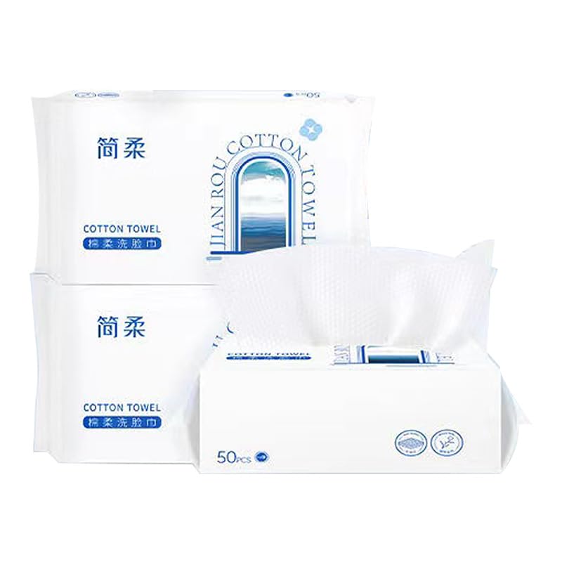 Disposable face towels, soft face towels, thickened face towels for skin care, makeup remover dry wipes, face towels for cleaning, Soft and Absorbent，3 packs of 150pcs