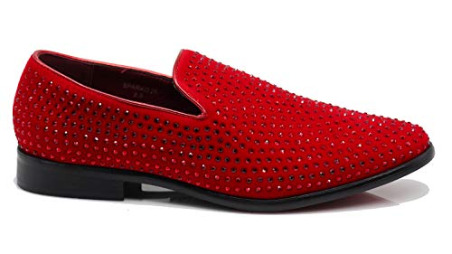 Image of SPK26 Men's Vintage Velvet Rhinestone Designer Dress Loafers Slip On Shoes Classic Tuxedo Dress Shoes