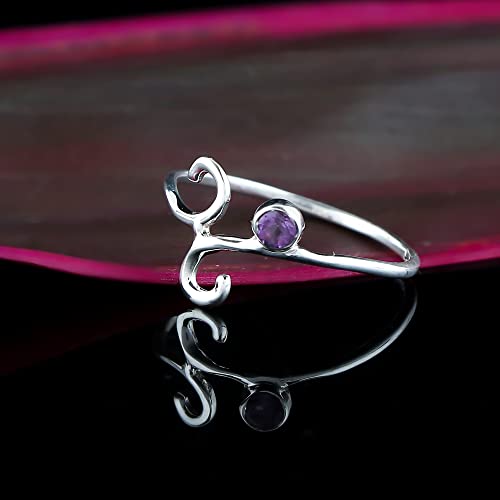 Solid 925 Sterling Silver Genuine Amethyst Stone Ring, Designer Jewelry, Gemstone Ring, Healing Crystals, Birthday, Boho Handmade | Promise Wedding Ring | Gift For Women (Amethyst, 6) #TOP1