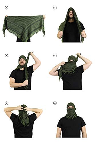 Shekaf Shemagh Scarf Men - Women /100% Cotton Military Shemagh Keffiyeh Scarf Arafat Tactical Desert Rave Bandana Head Wrap (Black Jaquard) #TOP4