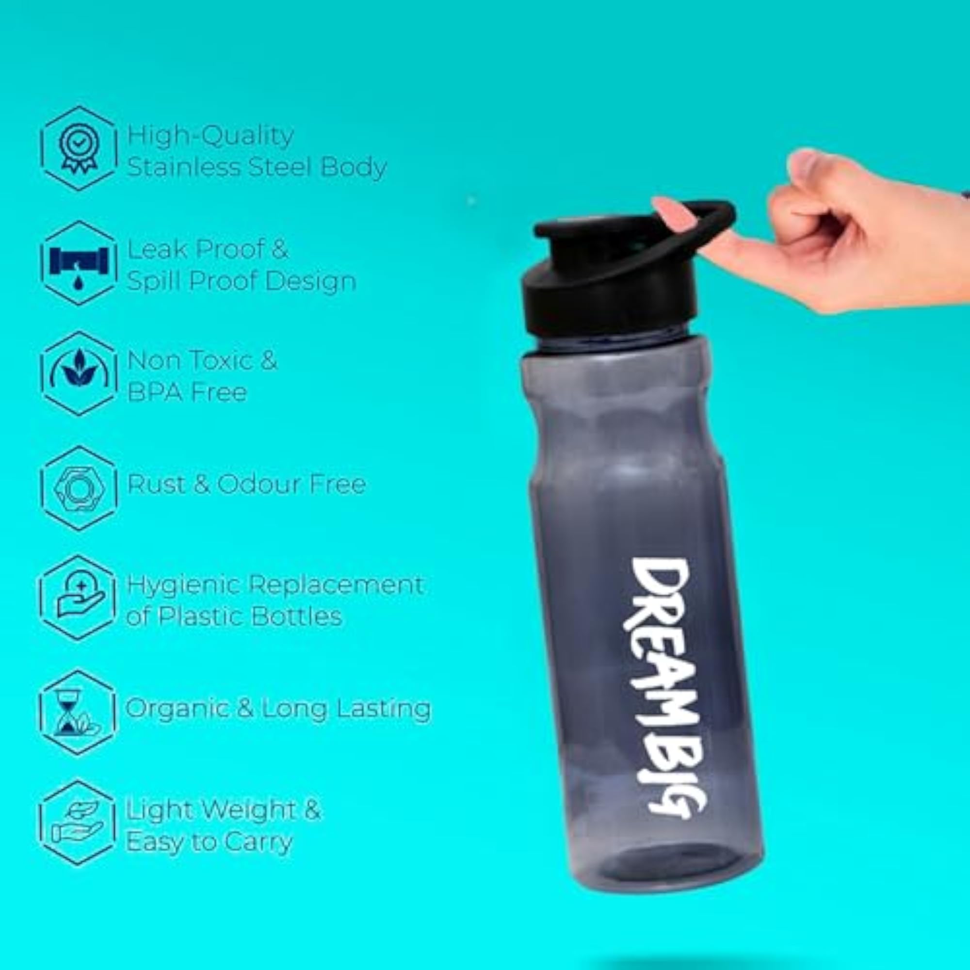 Pack of 2 Water Bottle with Unique Side Bag for Men & Women