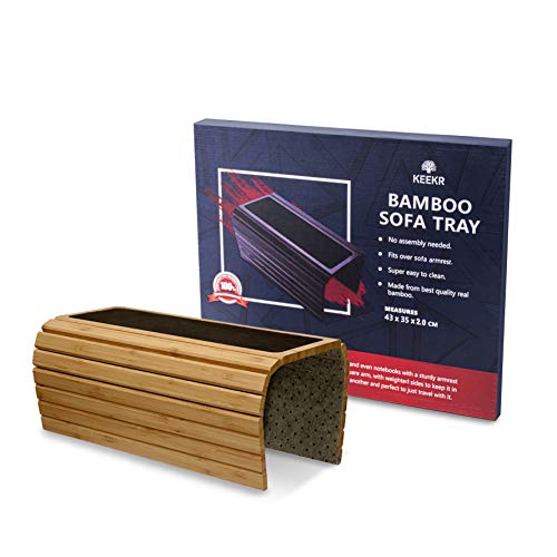 Keekr bamboo couch tray - sofa arm table holder for food, snack, …