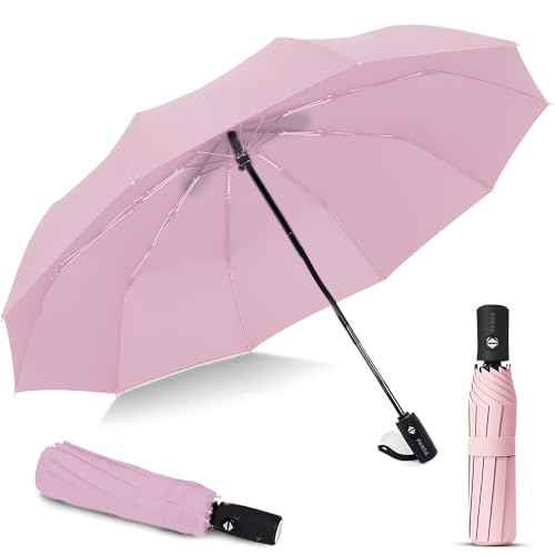 Image of PANCA Windproof Automatic Open Close Travel Umbrella for Men & Women | Compact 3 Fold Rain Umbrella with 8 Reinforced Ribs | Portable Folding Umbrella for Office, Travel & Outdoor