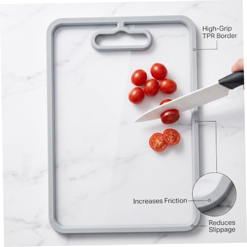 Tabla de cortar de vidrio templado gris de 15x11 pulgadas resistente para cocina 5