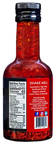 Red Dragon Drizzle - Spicy Garlic Chili Oil - Condiment & Ingredient, High-Oleic Sunflower Oil with Hot Chili Flakes, Vegan, Gluten-Free & Paleo