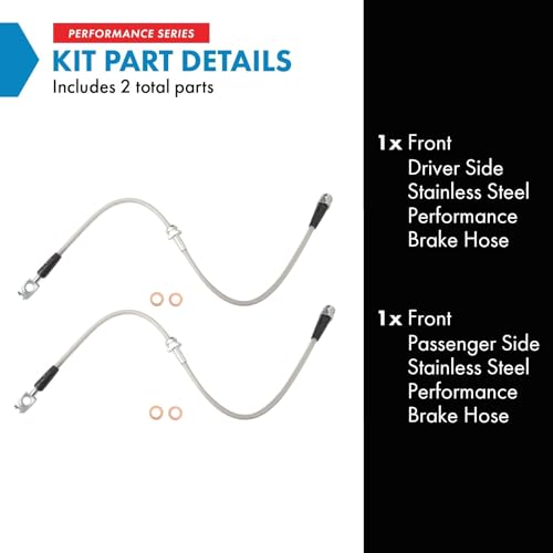Image of TRQ Front Performance Brake Hose Set Compatible with 2006-2010 Audi A3 2006-2013 A3 Quattro 2006-2014 Volkswagen GTI Jetta 2006-2009 Rabbit
