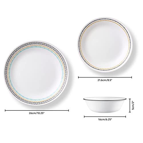 Image of Corelle Vitrelle Glass Dinnerware Set, Chip & Crack Resistant Triple Layer Glass, 4-PC Dinner Plates, Paloma
