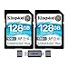 Kingston 128GB SDXC Canvas Go Plus 170MB/s Read Memory Card (2-Pack) Bundle with Dual Slot SD Card Reader (3 Items)